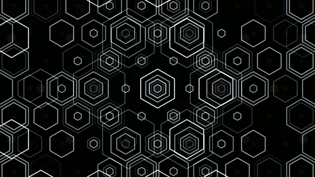 4K hexagon network motion background with geometric shapes