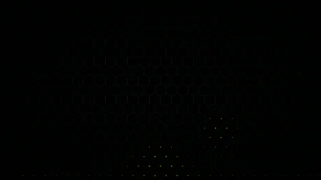 4K hexagon network motion background with golden particle effects