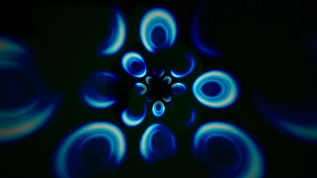 4K neon blue glowing circles abstract motion background loop