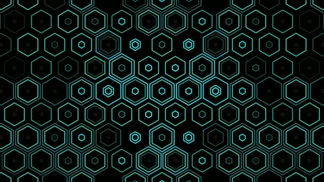 4K neon cyan hexagon grid motion background for broadcast and video editing