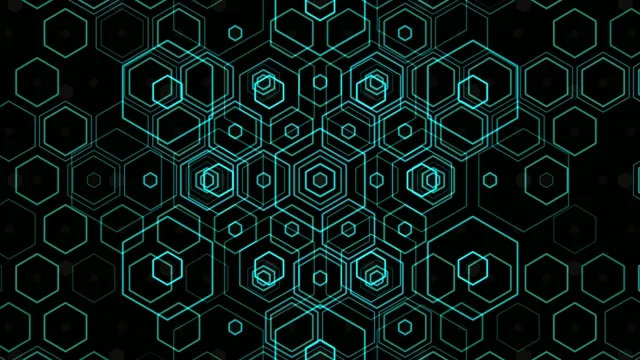 4K neon cyan hexagon motion background for broadcast and video editing
