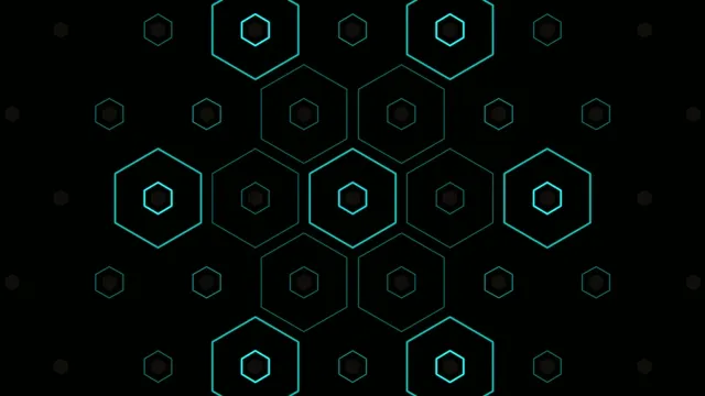 4K neon cyan hexagon network motion background for broadcasts