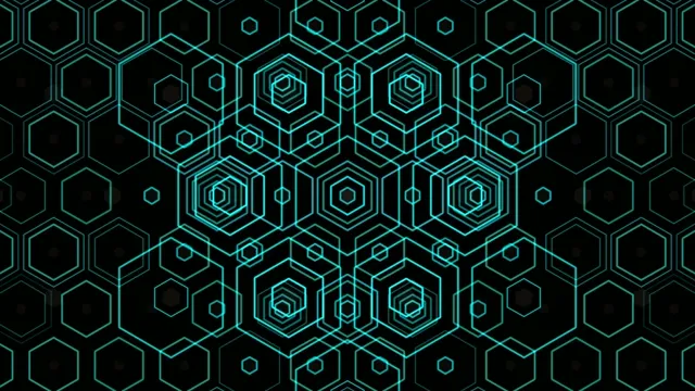 4K Neon Cyan Hexagon Pattern Motion Background for Broadcast
