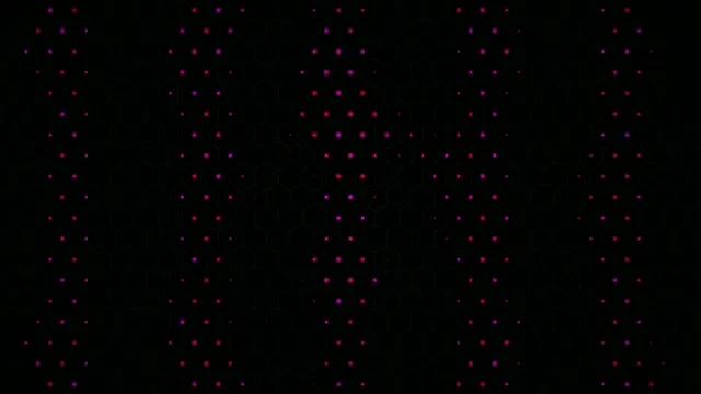 4K neon dot matrix animation loop with magenta and red particles