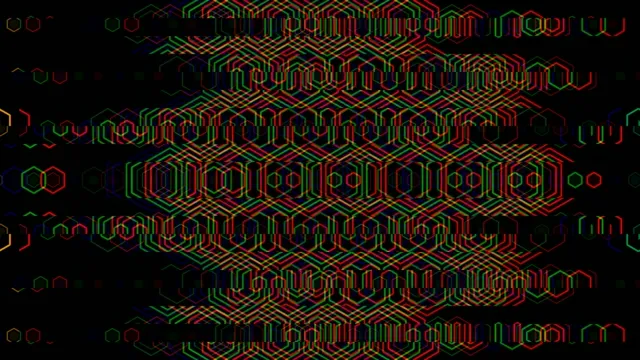 4K neon geometric hexagon loop animation for broadcast and streaming