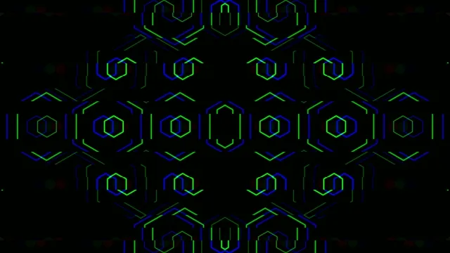 4K neon geometric hexagon pattern VJ loop for broadcast
