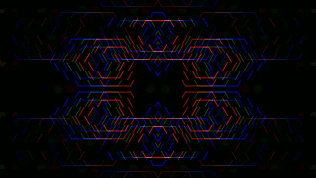 4K neon geometric motion background with dynamic colored lines