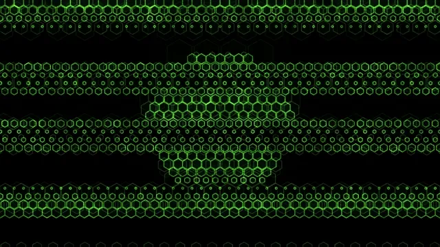 4K neon green hexagon matrix motion background for broadcast