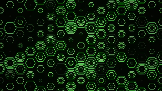 4K neon green hexagon motion background for broadcast and video editing
