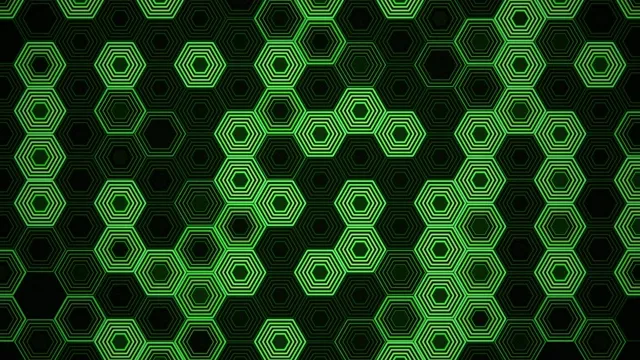 4K neon green hexagon pattern looping motion background
