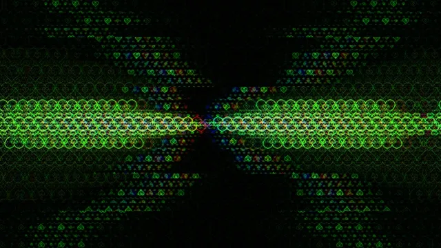 4K neon heart matrix loop with glitch effects for broadcast backgrounds