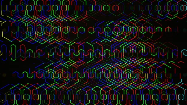 4K neon hexagon circuit motion background for broadcast and streaming