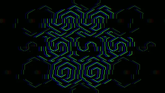 4K neon hexagon geometric motion background for broadcast and video editing