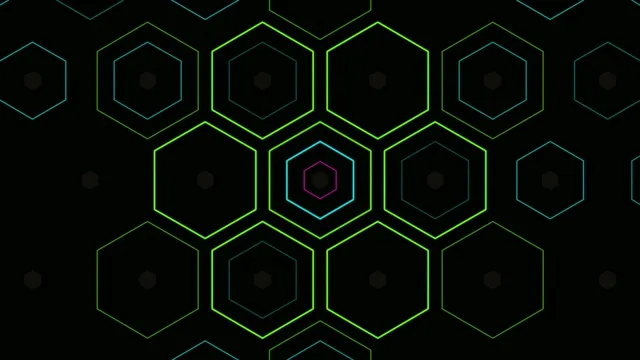 4K neon hexagon geometric motion background for broadcast and video editing