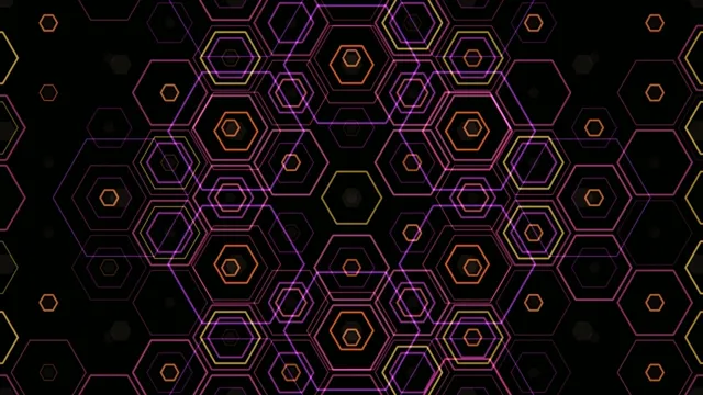 4K neon hexagon geometric motion background for broadcast and video editing