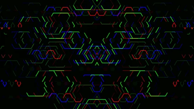 4K neon hexagon geometric motion background for broadcast and VJ loops
