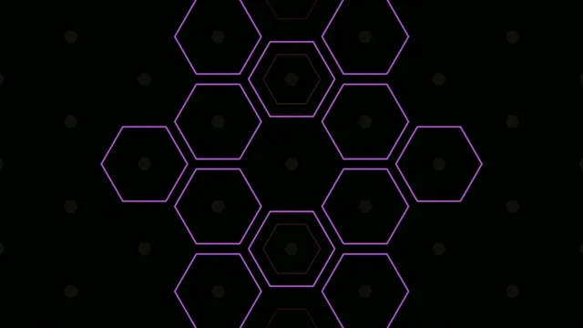4K neon hexagon geometric motion background looping seamlessly