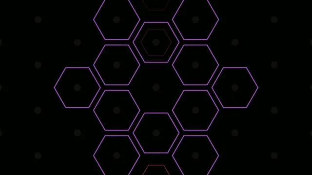 4K neon hexagon geometry loop - ultra HD motion background