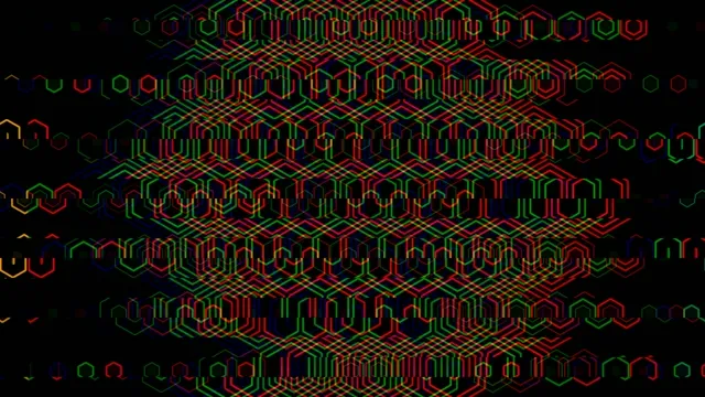 4K neon hexagon glitch motion background for broadcast and video editing