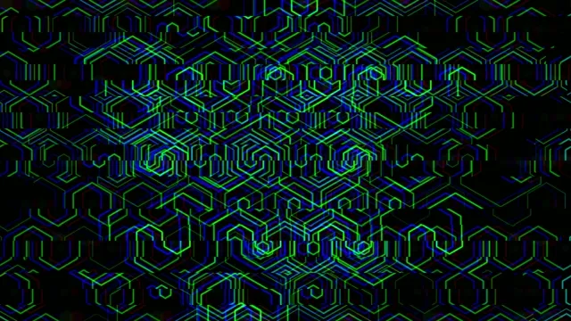 4K neon hexagon grid motion background for broadcast and creative editing