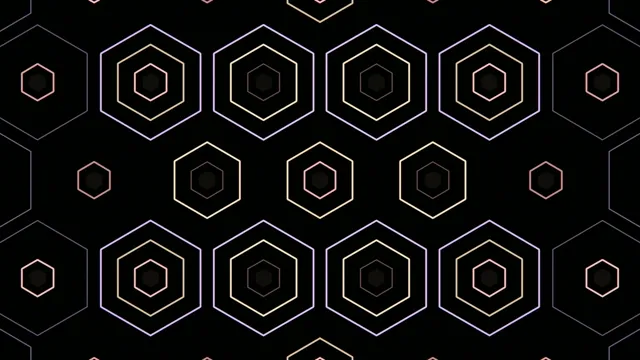 4K neon hexagon grid motion background for broadcast and presentations