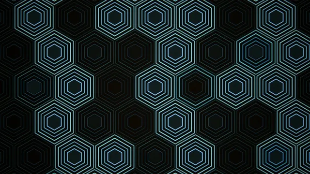 4K neon hexagon grid motion background for broadcast and presentations