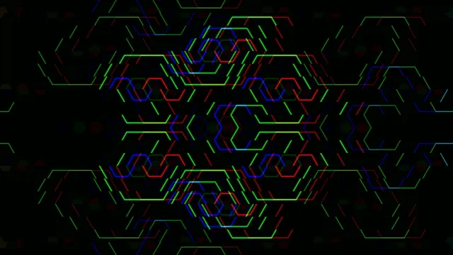4K neon hexagon grid motion background for broadcast and streaming