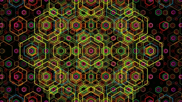 4K neon hexagon grid motion background for broadcast and streaming
