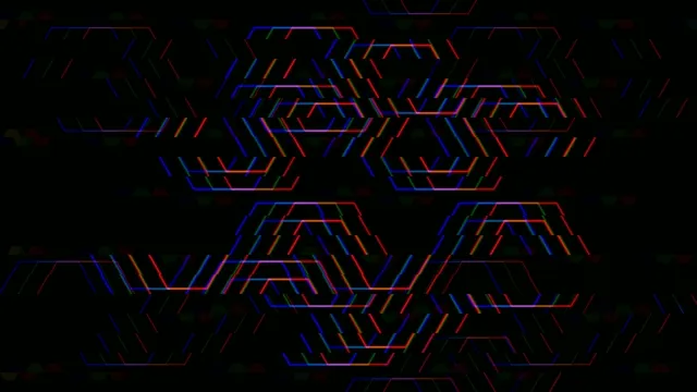 4K neon hexagon grid motion background for broadcast and streaming