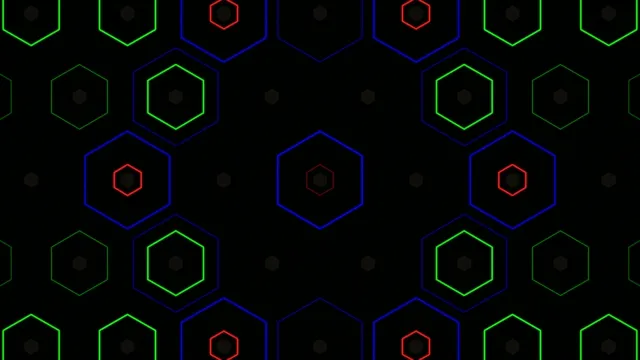 4K neon hexagon grid motion background for broadcast and video editing