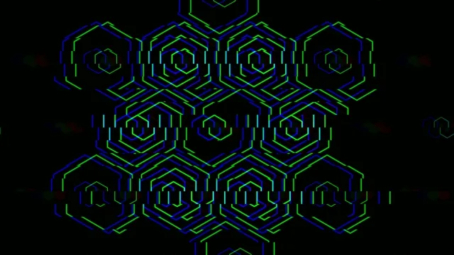 4K neon hexagon grid motion background for broadcast and video editing