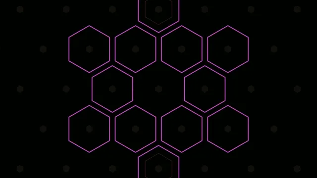 4K neon hexagon grid motion background for video editing