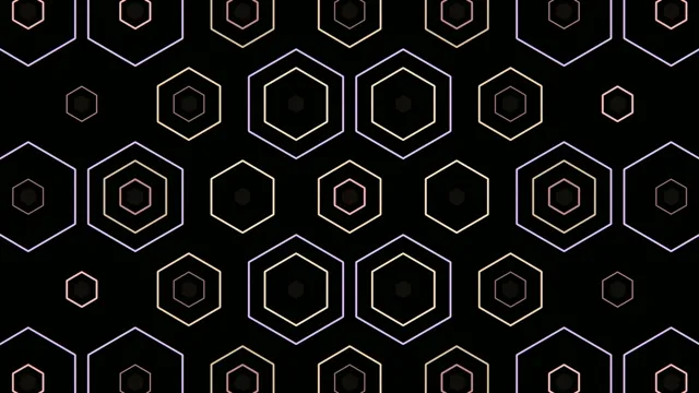 4K neon hexagon grid motion background loop for broadcast