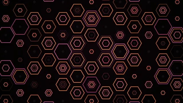 4K neon hexagon motion background for broadcast and video editing