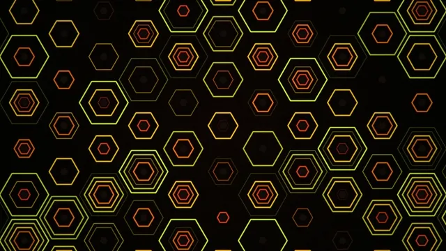 4K neon hexagon motion background loop for broadcast and digital displays