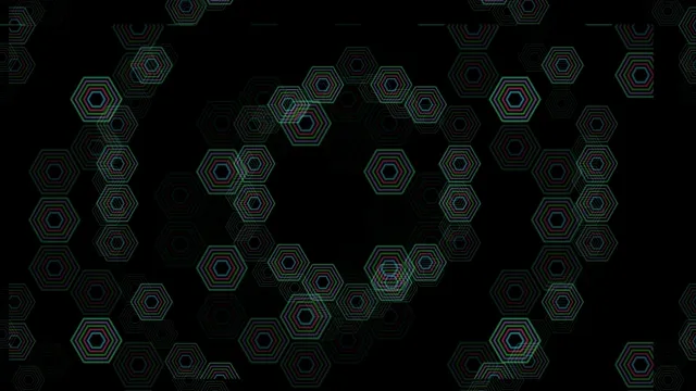 4K neon hexagon motion background loop for broadcast and streaming