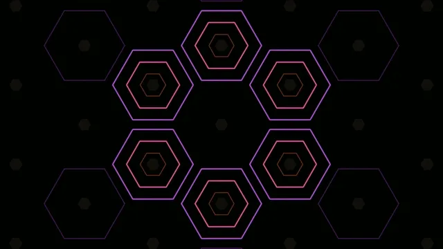 4K neon hexagon motion background loop for broadcast and streaming