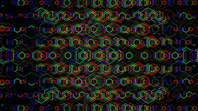4K neon hexagon motion background loop for broadcast and video editing