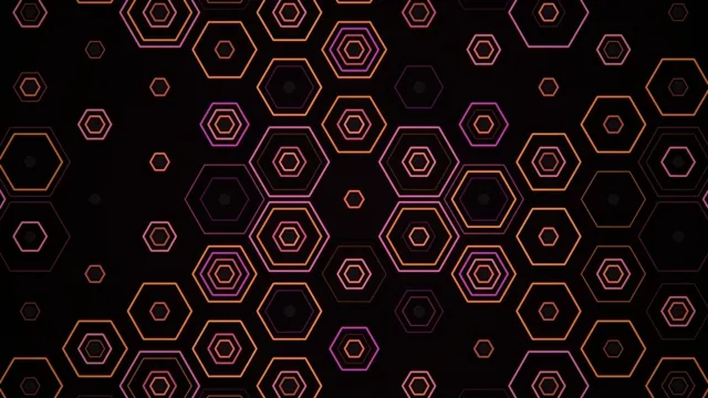 4K neon hexagon motion background loop for broadcast and video editing