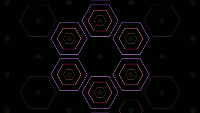 4K neon hexagon motion background loop for broadcast and video