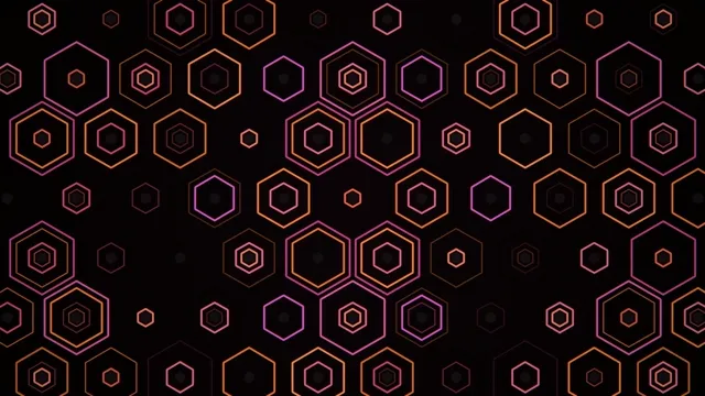 4K neon hexagon motion background loop for video editing