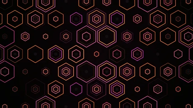 4K neon hexagon motion background loop for video editing
