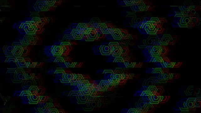 4K neon hexagon motion background with colorful geometric animation