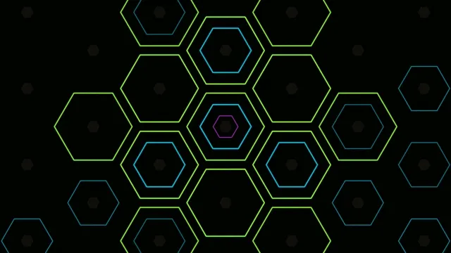 4K neon hexagon motion background with dynamic geometric patterns