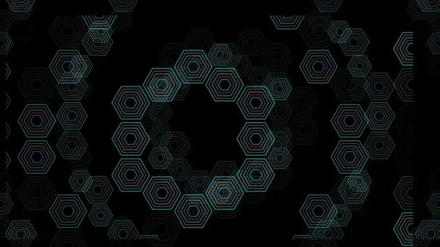 4K neon hexagon motion background with green and pink geometric patterns