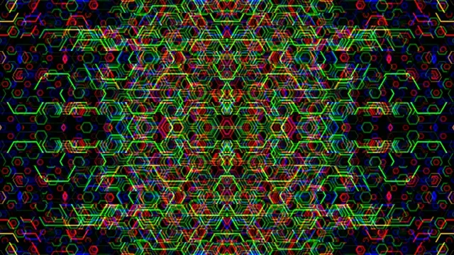 4K neon hexagon network motion background for broadcast and digital displays