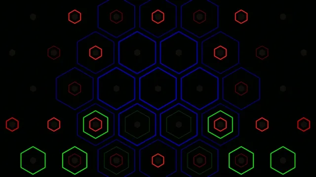4K neon hexagon network motion background for broadcast and video production