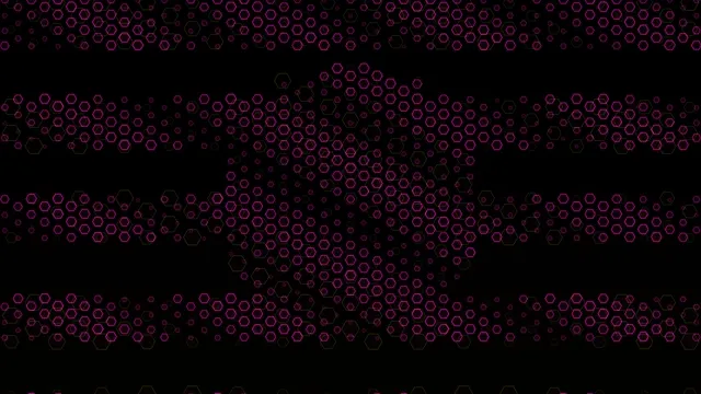 4K neon hexagon particle motion background with dynamic flow