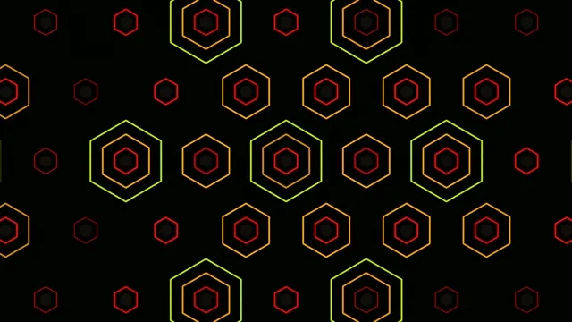 4K neon hexagon pattern loop - dynamic geometric background