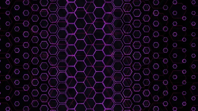 4K neon hexagon pattern loop with purple geometric motion